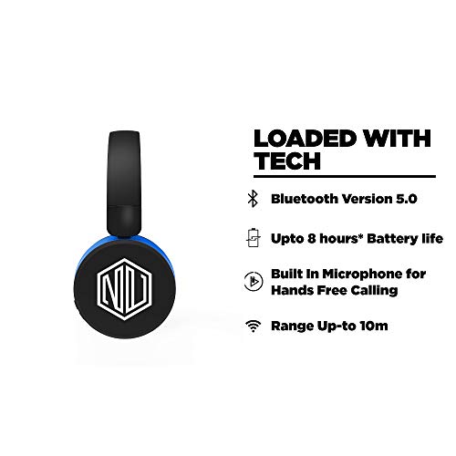 Image of Nu Republic Dubstep Wireless Headphones with Mic (Blue and Black)