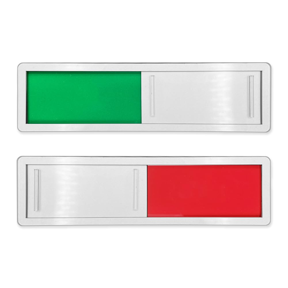 LICQIC Privacy Sign, Blank Sliding Privacy Door Indicator - Sliding Door Sign with Fast Switching Raised Buttons, for Home Office Restroom Conference, Silver