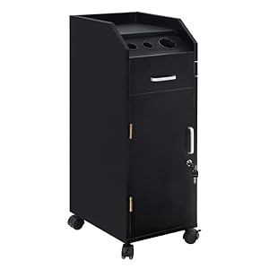 Salon Trolley Cart with Wheels and Drawers,Mobile Salon Stations for Hair Stylist Salon Rolling Cart Organizer for Barber Hairdresser Lockable Beauty Spa Equipment for Barbershop,Black