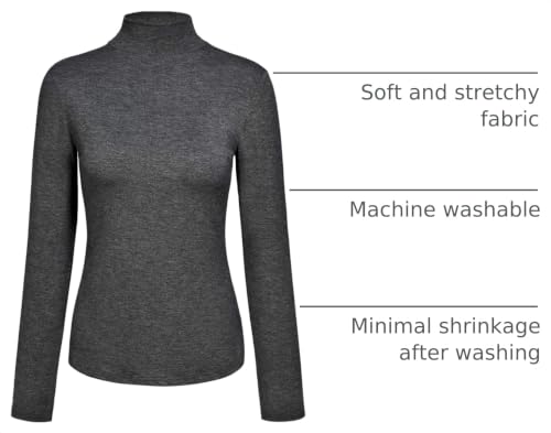 Image of Kindcall Womens Slim Fitted Mock Turtleneck Tops Long Sleeve Lightweight Base Layer Shirts