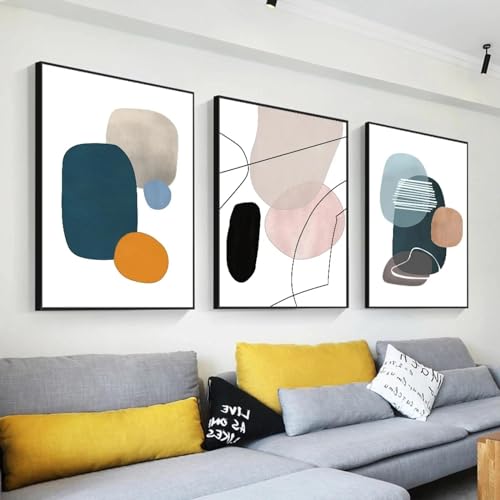 Peinture sur toile abstraite colorée 60x90cm décoration maison style vintage nordique
