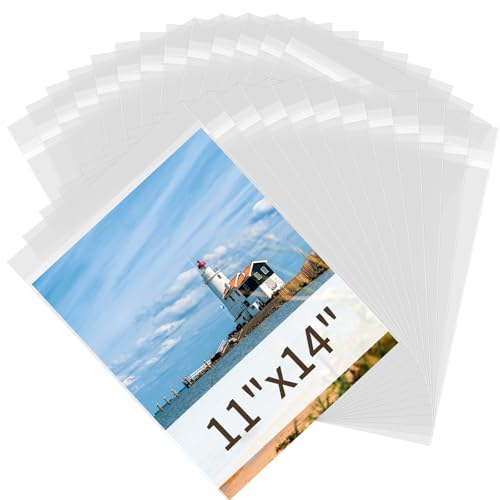 Svaldo Acid Free Paper Protector Sheets, Clear Plastic Sleeves for Art, Magazine Protectors for Collectors, Protective Sleeves for Paper 11x14 Canvas Print Photos Newspaper Poster Art Bag, Pack of 25