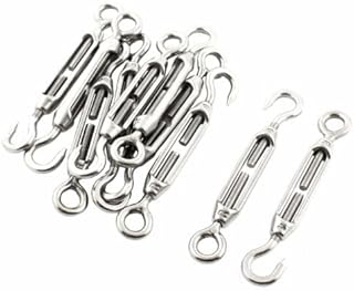 Tool parts 10 PCS Stainless Steel Hook Eye TurnBucklle for 4mm Wire Rope