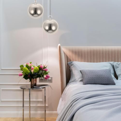 Image of 5.90 Inch Smoke Gray Glass Ball Lampshade Replacement Globe Shade for Pendant Light Fixture Round Lamp Cover for Home and Office Lighting