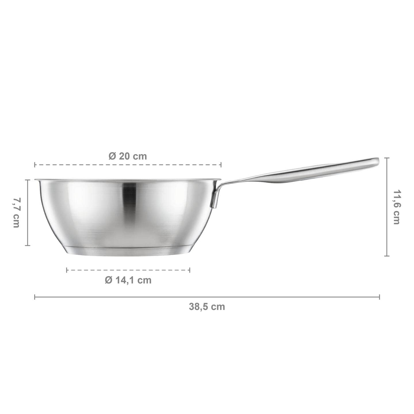 Fiskars Sauteuse, Ø 20 cm/ 2 L, Poêle non revêtue, Convient pour toutes les Cuisinières, Inox recyclé, All Steel, Argenté, 1064748