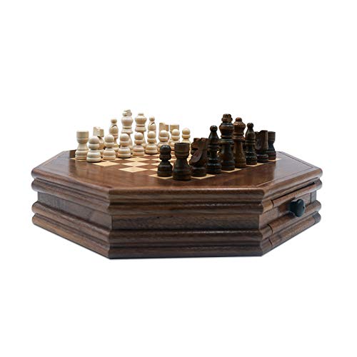 13インチの手仕事木製のプロのチェスセット、収納引き出し、ポータブルおよびトラベルクラシックボード戦略ゲーム大人用