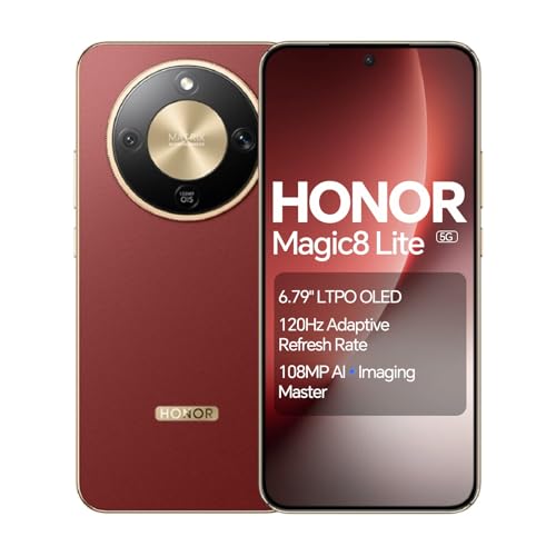 HONOR Magic8 Lite 5G Smartphone, Snapdragon 6 Gen 4, 7500mAh Battery, 108MP OIS AI Camera, 6.79 OLED 120Hz Screen, 2.5m Drop Resistant, IP68+IP69K Waterproof, NFC (Reddish Brown, 512, GB, GB, 8)