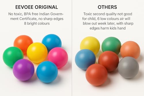 Image of EEVOVEE 25 pcs Big Large Size 8 Colour Plastic Balls for Kids 8cm (Big Size), (25pcs)