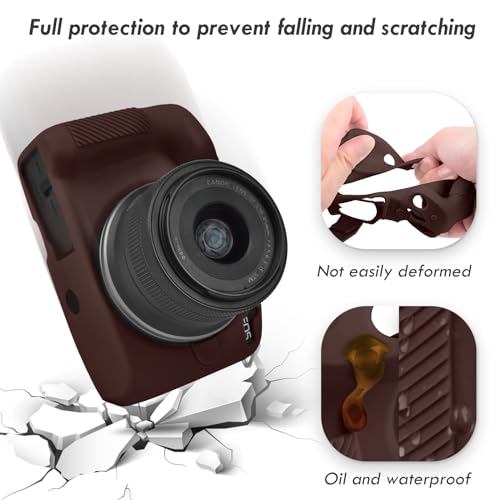 Rieibi EOS R50 Case, Soft Silicone Protective Case for Canon EOS R50 Camera, Lightweight Non-Slip Snug Fit Cover - Coffee - Image 4