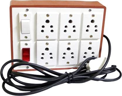 Extension Board Heavy Duty Cable 7 Meter Wire with 6 Anchor Socket and 1 Anchor Switch and 1 Indicator with 3 Pin Plug Set of - 1