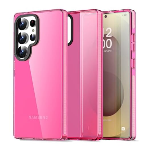 AICase Capa de celular transparente Neon Hot Pink para Samsung Galaxy S25 Ultra, moderna,feminina, estética, elegante, colorida, fofa, retrô, brilhante, protetora,Capa Samsung Galaxy S25 Ultra