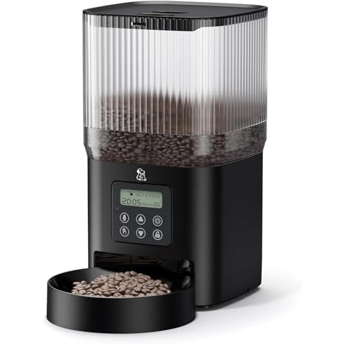 Automatic Cat Feeder, Automatic Dog Food Dispenser 5L Programmable Control 1-6 Meals Per Day, Automatic Pet Feeder for Cats and Dogs,10s Voice Recorder & Dual Power Supply