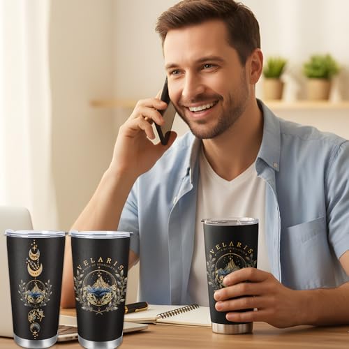 Image of AFRITEE Velaris City of Starlight Tumbler Cup - Mysterious Acotar 16 oz Cups with Lids and Straws Gift for Women, Acotar Coffee Tumbler Office Decoration Gift for Female Colleagues