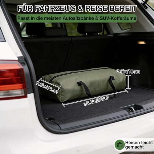 derimkcoa 83 * 64 * 64CM Hundebox faltbar, Hundetransportbox Auto für mittelgroße bis große Hunde bis 27 kg, tragbare Soft-Hundebox mit reißfesten Netzfenstern, Plüschmatte und Tragetasche,Grün