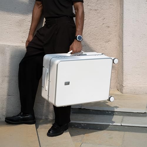Image of SWISS MILITARY Black Gold Collection Lorenzo 75cm Hard Check-in Luggage Trolley Suitcase with Secure Aluminium Frame with Anti-Theft Closure, 360 Wheel-Ideal for International Travel (105L) White