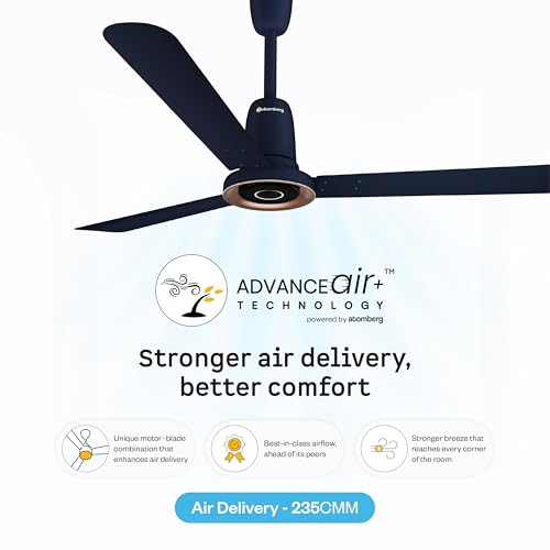 Image of atomberg Studio Nexus Smart 1200mm BLDC Ceiling Fan with IoT & Remote Control | BEE 5-star | New Blade Design | High Air Delivery with Moonbeam Light | Low noise | 5 Year Warranty| Regal Indigo