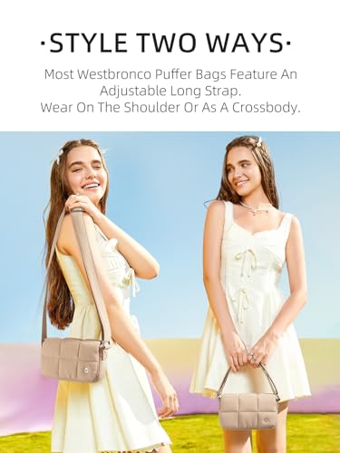 WESTBRONCO Small Puffer Crossbody Bags for Women Nylon Shoulder Bag Quilted Crossbody Purse with Adjustable Strap2