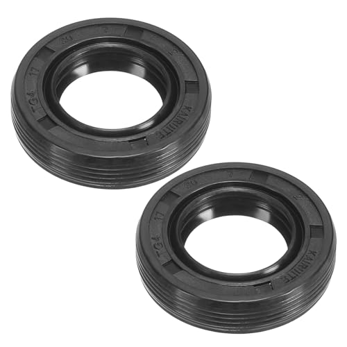 Image of PATIKIL EU Radial Shaft Seal, 2 Pcs 17mm x 30mm x 7mm Nitrile Rubber TG4 Oil Seal for Bearing Shaft Oil Pumps Engines, Black