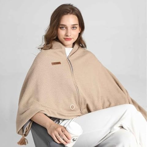 BYXAS USB Powered Wearable Heating Blanket Single Warming Shawl 3 Grades Temperature Control Rapid Warming, Suitable for Office Lunch Break, Home Lap Heating Blanket, Outdoor Travel, Car Travel Cover