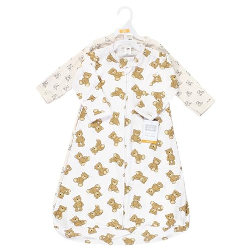 Image of Hudson Baby Unisex Baby Cotton Wearable Sleeping Bag, Sack, Blanket, Teddy Bear Long Sleeve, 0-3 Months