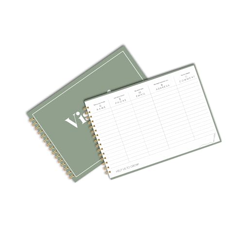 Image of Visitor Book - 8 x 12 Inches | Wiro Bound Guest Register for Hotels, Offices, Exhibitions, Boutiques & Business Use | Medium Size Visitor Log Book for Reception & Front Desk
