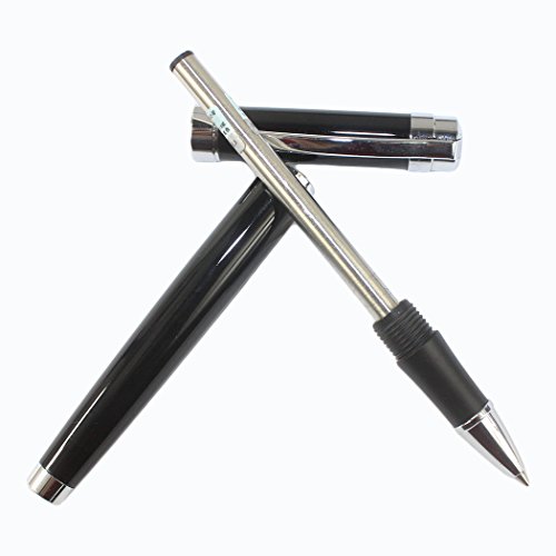 Gullor 027 Glossy Black And Silver Pen Black Ink Rollerball Pen #TOP3