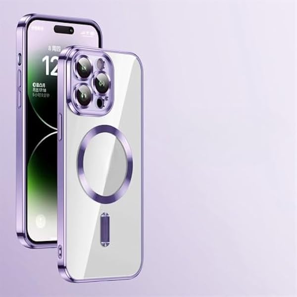 Ultracienkie, przezroczyste, magnetyczne etui na telefon iPhone 17 16 15 14 11 12 13 Pro Max X XR XS, ochrona obiektywu, kolor fioletowy, do iPhone'a 17 Pro
