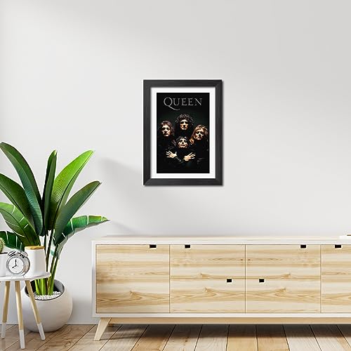 Image of inspire TA Queen Rock band Framed Poster Vintage Music Band Painting Wall Frames, Laminated Poster With Black Frames (12 X 9 INCH) (Queen Poster)