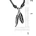 BlueRica Feathers on Adjustable Black Cord Necklace (Old Silver Finish)