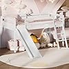   Low-Loft-Bed-with-Slide-Wood-Twin-Loft-Bed-Frame-with-Climbing-Ladder-Storage-Space-for-Kids-Toddler-White