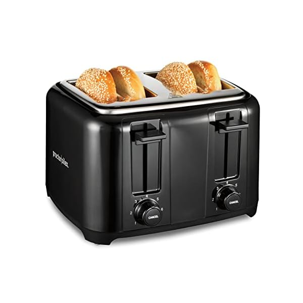 Proctor Silex 4 Slice Toaster with Extra Wide Slots for Bagels, Cool-Touch Walls, Shade Selector, Toast Boost, Auto Shut-off and Cancel Button, Black (24215PS)
