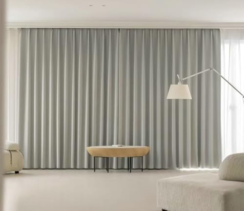 Homxi Blackout Drapes Set of 2,2 x 54W x 90H inch,Curtains Drapes Gray for Study Solid Color Decorative Curtain Eyelets