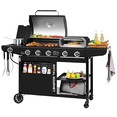 Grills House ZH3004H Premium Gas Grill and Pizza Oven Combo with Side Burner, 59,000 BTU, 768 Square Inches of Grilling Area, Automatic Ignition, Perfect for Backyard, Patio and Outdoor Parties, Black