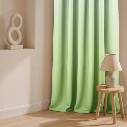 Image of Ultimate Trends Room Darkening Ombre Curtain | Polyester Gradient | Room Doors and Window| 7 FEET Pack of 2,Fresh Meadow
