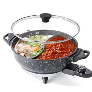 4L Electric Hot Pot with Divider – Dual-Flavor Shabu Shabu Pot with Slow Cooker Function, 1500W, Ideal for Family Meals & Social Gatherings, Black