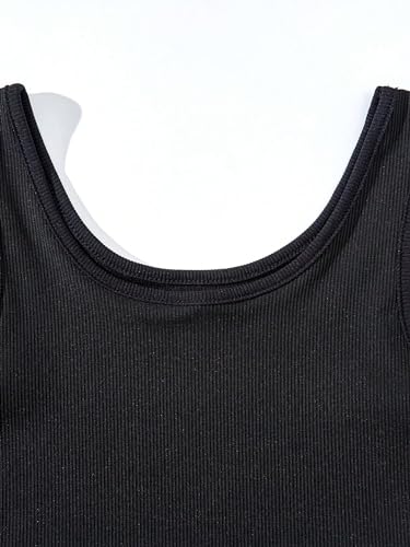 Milumia Girl's 4 Pack Ribbed Knit Scoop Neck Sleeveless Casual Basic Crop Tank Tops4