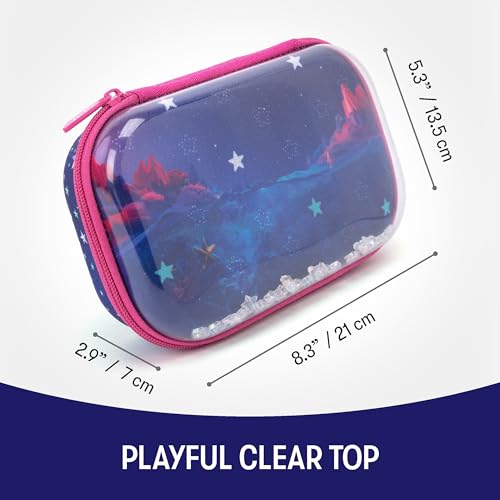 Trousse à crayons transparente ZIPIT à étoiles grande capacité pour filles