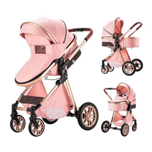 Image of Aveainelle Baby Stroller 2 in 1 Baby Prams Pushchair Function, Foldable, Portable, Safe & Comfortable, for Infant Toddler Aged 0-36 Months (Pink)
