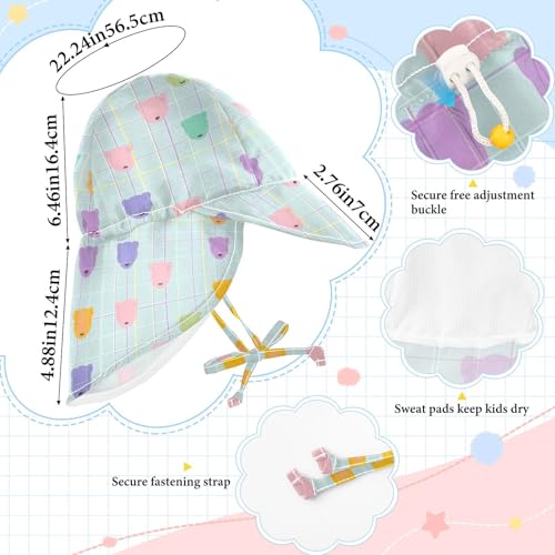 Colorful Fresh Summer Cute Bear Gums Toddlers Sun Hats Boys Bucket Hat Baby Girls' Sun Protection Adjustable Traveling Swim4