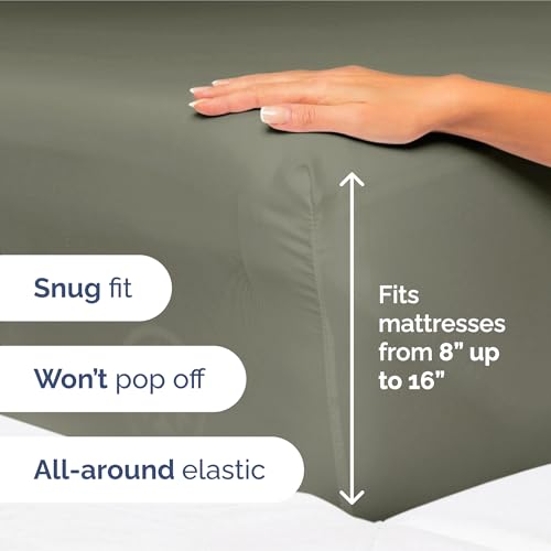 Image of Split King Size 5 Piece Sheet Set - Soft & Cooling Bed Sheets - Dark Taupe | Fits 8 Inch to 16 inch Mattress, Wrinkle Free & Fade Resistant with Deep Pockets, Breathable, Comfy Hotel Luxury Bedding