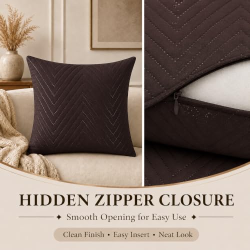 Image of RD TREND UltraSonic Microfiber Cushion Covers, 60 x 60 cm /24 x 24 inches, Set of 2, 250 TC,Back Zipper (Coffee)