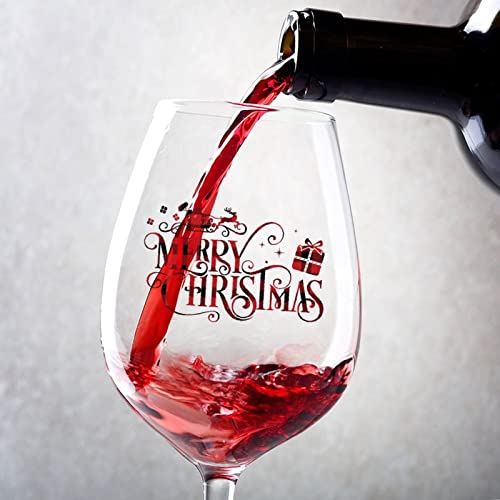 Verres à vin Merry Christmas 325 ml pour dégustation de rouge et blanc - Lot de 2