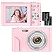 Produktbild Digitalkamera 1080P HD Kompaktkamera 36 Megapixel Mini-Videokamera 2,4" LCD Digitalkamera wiederaufladbare Fotokamera mit 16X Digitalzoom für Studenten/Erwachsene/Kinder/Anfänger (Rosa)