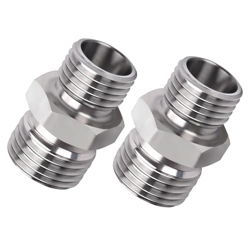 Image of 2 Pcs M14 to M16 stainless steel adapter fittings, suitable for small excavators, for connector conversion, diameter reduction or expansion, and full-bore straight pipe connector connections.
