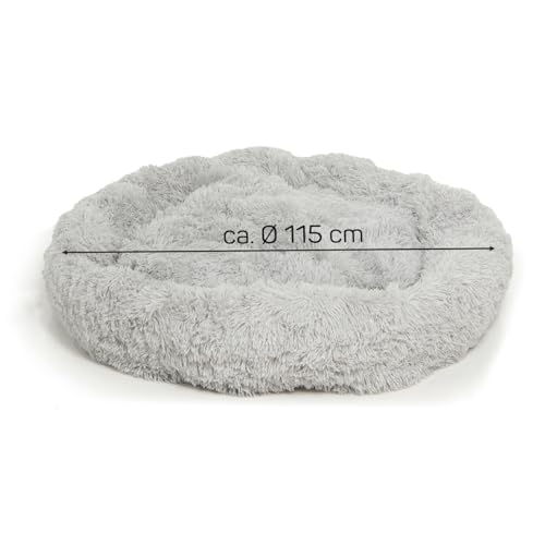 Wallace & Jones | Hundebett Ceddie - Flauschiges Hundekörbchen, Schlafkörbchen rund - hellgrau | ca. Ø 115 cm