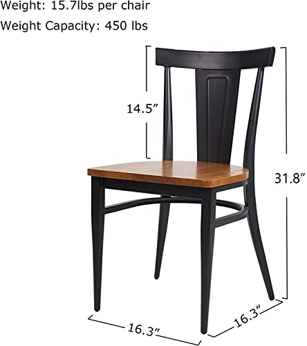 Luckyermore Heavy Duty Dining Chairs Set Of 2 With Wood Seat And Metal Frame Restaurant Chairs For Commercial And Residential Use, Fully Assembled, 450Lb Weight Capacity #TOP2