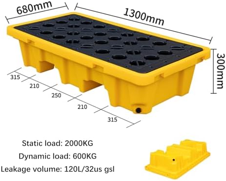 Pallet Spill Containment Platform Stackable Polyethylene Oil Drum with Drain Detachable Modular Grating Tray Industrial,Detachable Modular Spill Containment Platform, Leakproof Tray for Gaso