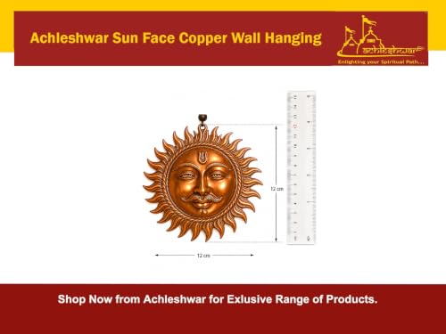 Image of Achleshwar Surya Dev Copper Wall Hanging - Sun Face Statue for Home Entrance & Office Decor | Vastu Puja Figurine for Positivity & Prosperity | Copper Sun God Wall Art 12 cm