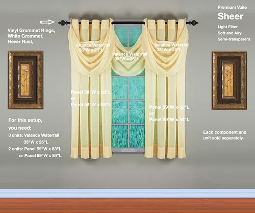 Image of Today's Curtain, Emelia Grommet Sheer Panel 63 inch Gold, 59 inch W x 63 inch L