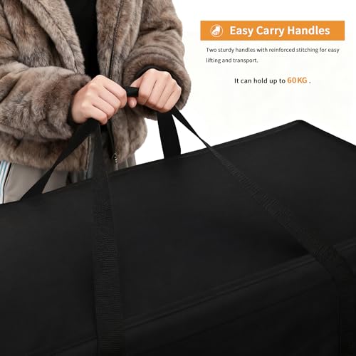 Image of Dokon Garden Furniture Cushion Storage Bag, Waterproof, Anti-UV, Heavy Duty Rip Proof 600D Oxford Fabric Christmas Tree Storage Bag with Handle (175x55x75cm) - Black